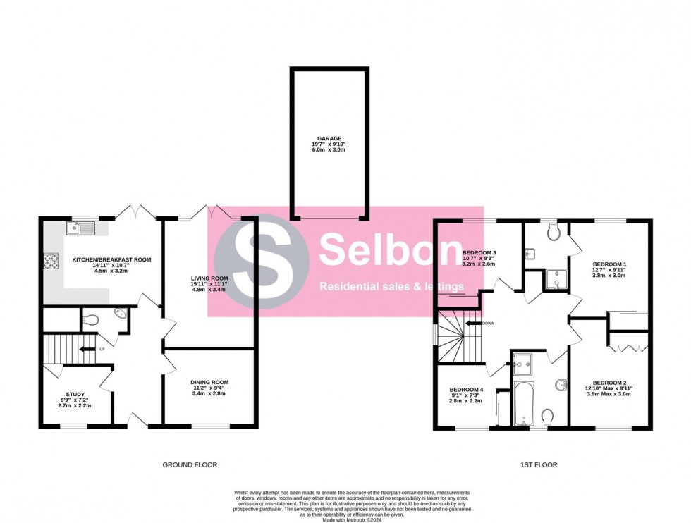 Floorplan for Grant Drive, Church Crookham, Fleet